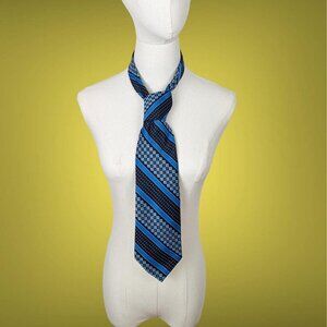 Vintage 1970's Necktie In A Navy Floral Striped Print From Don Doral Originals